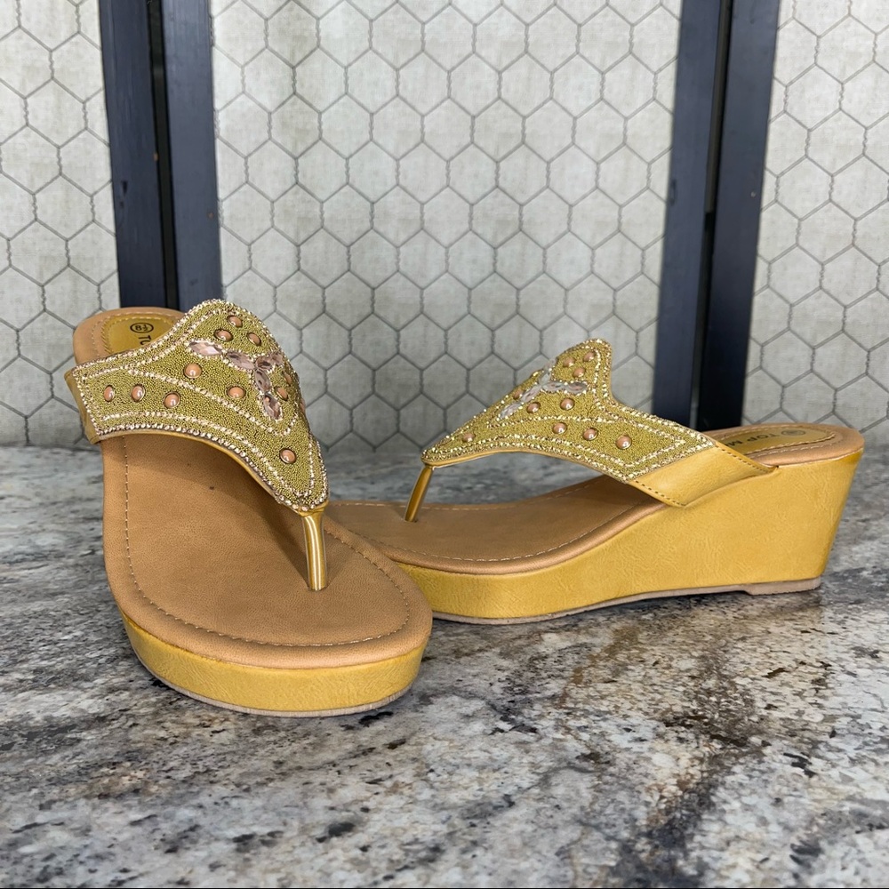 TOP Moda Embellished Wedge Sandals